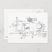 Werkelijk diagram voor een Space Ship Toilet Briefkaart (Voorkant / Achterkant)