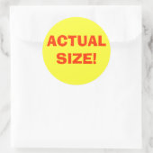 WERKELIJKE GROOTTE! RONDE STICKER (Tas)