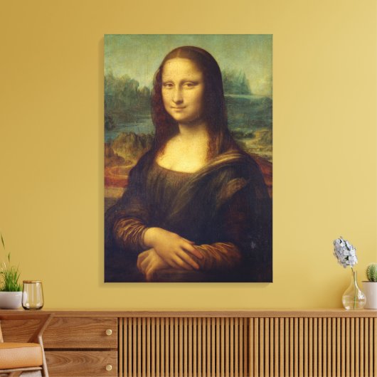 Werkelijke grootte van Mona Lisa schilderij in wra Canvas Afdruk (Insitu (Woonkamer))