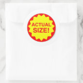 Werkelijke omvang ronde sticker (Tas)