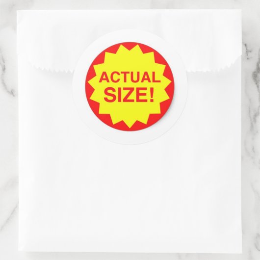 Werkelijke omvang ronde sticker (Tas)
