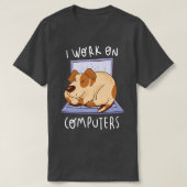 Werken Aan Computer Hond Programmeur Hond Eigenaar T-shirt (Design voorkant)