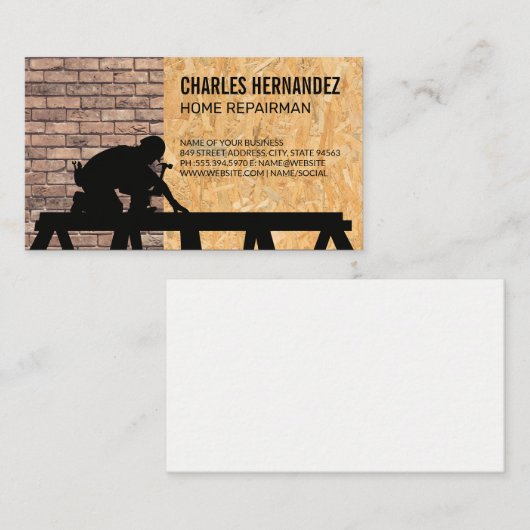 Werken aan dakbedekking | Brick Wall | Geperst hou Visitekaartje (Voorkant / Achterkant)