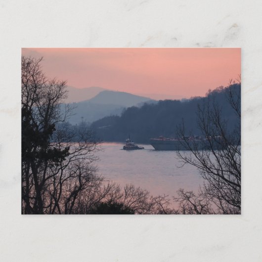 Werken aan de rivier op de Sunset Briefkaart (Voorkant)