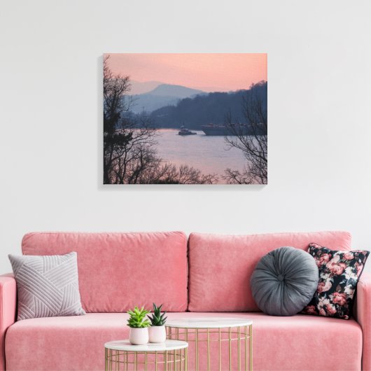 Werken aan de rivier op de Sunset Canvas Afdruk (Insitu (Woonkamer))