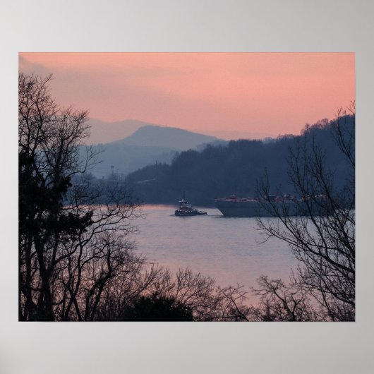 Werken aan de rivier op de Sunset Poster (Voorkant)