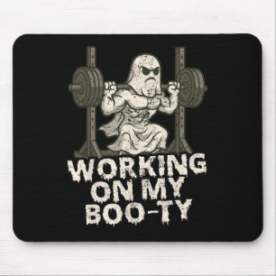 Werken aan mijn boo-ty grappige Halloween gespierd Muismat