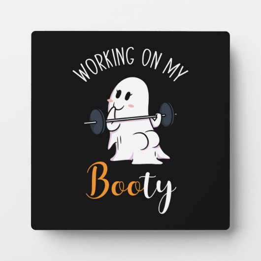 Werken aan Mijn Booty Boo Grappige Halloween Ghost Fotoplaat (Voorkant)