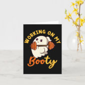Werken aan mijn Booty Boo-ty Funny Halloween Gym G Kaart (Gele Bloem)