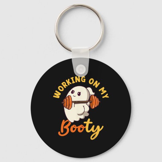 Werken aan mijn Booty Boo-ty Funny Halloween Gym G Sleutelhanger (Voorkant)