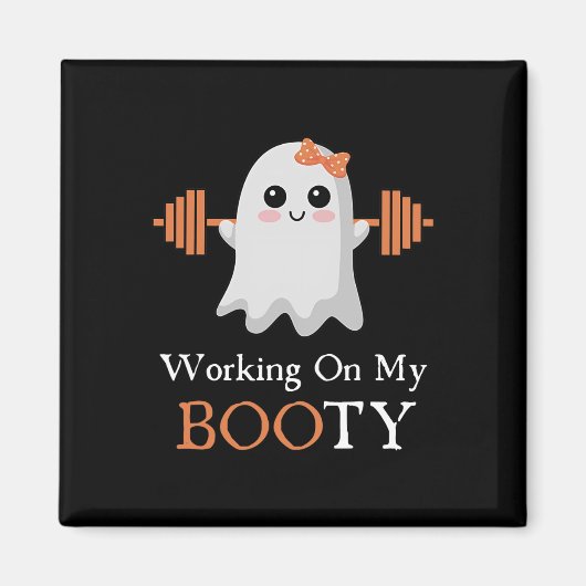 Werken aan Mijn Booty Boo-Ty Grappige Halloween Gy Magneet (Voorkant)