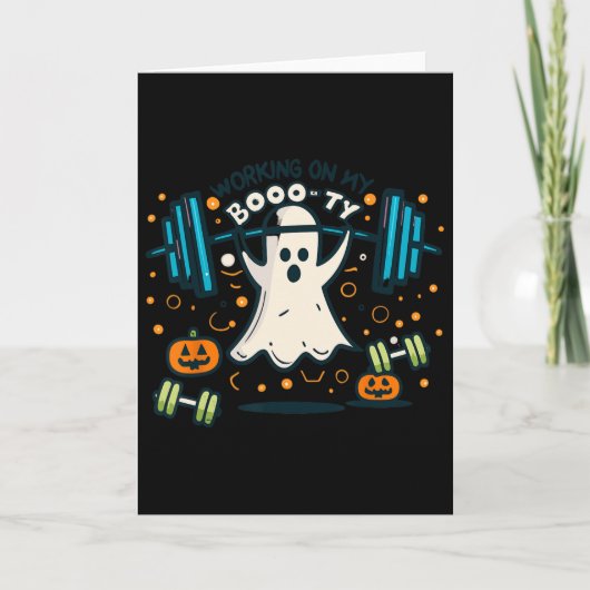 Werken aan mijn Booty Funny Booty Halloween Ghost Kaart (Voorkant)