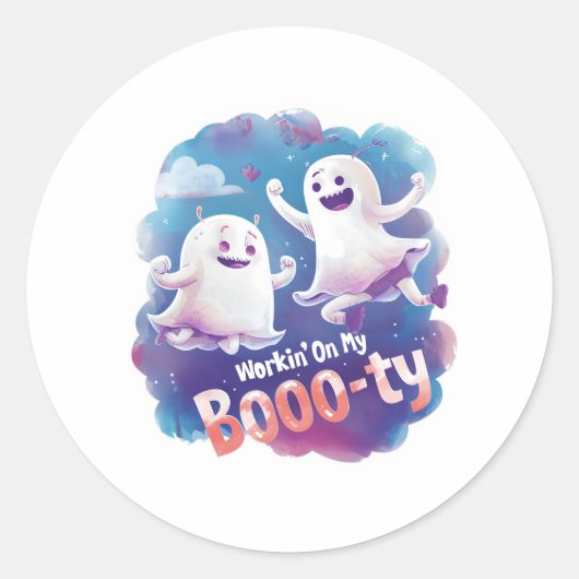 Werken aan mijn booty ronde sticker (Voorkant)