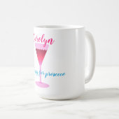 Werken aan prosecco, wijnglas, jouw naam koffiemok (Voorkant rechts)