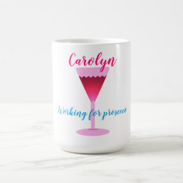 Werken aan prosecco, wijnglas, jouw naam koffiemok