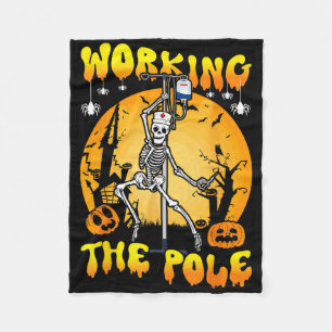 Werken bij de Pole Nurse Halloween Funny Skeleton Fleece Deken