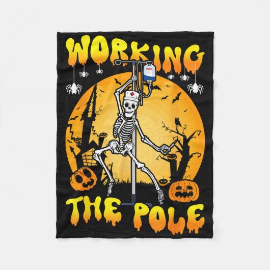 Werken bij de Pole Nurse Halloween Funny Skeleton Fleece Deken (Voorkant)