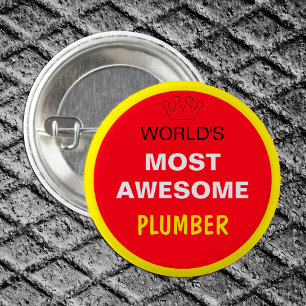 Werken Geweldige - PLUMBER (beste) Ronde Button 3,2 Cm