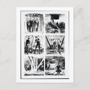 Werken in de caissons, die Brooklyn Bri vormen Briefkaart
