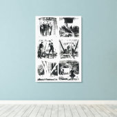 Werken in de caissons, die Brooklyn Bri vormen Canvas Afdruk (Insitu (Houten vloer))