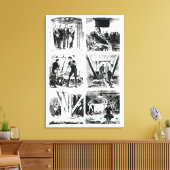 Werken in de caissons, die Brooklyn Bri vormen Canvas Afdruk (Insitu (Woonkamer))