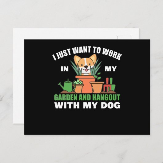 Werken in de tuin en met mijn hond briefkaart (Voorkant / Achterkant)