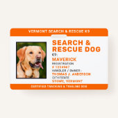 Werken met Dog SAR K9 Logo Photo Search Rescue Badge (Voorkant)