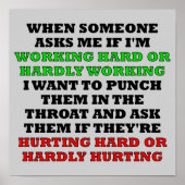 Werken met hard of slecht werkend Funny Poster Sig (Voorkant)