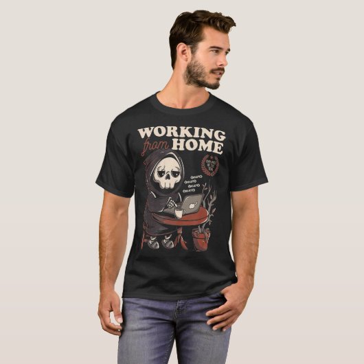 Werken met Thuisgrim Reaper Skull Cute Ha T-shirt (Voorkant volledig)