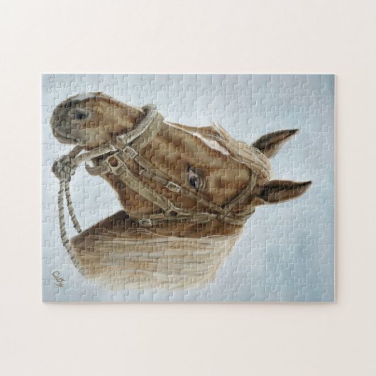 Werken met Western paard Legpuzzel (Horizontaal)