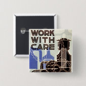 Werken met zorg vierkante button 5,1 cm (Voorkant /achterkant)