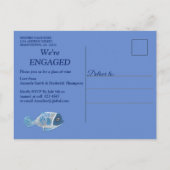 Werken onder water en Verloving met blauw hout Uitnodiging Briefkaart (Achterkant)