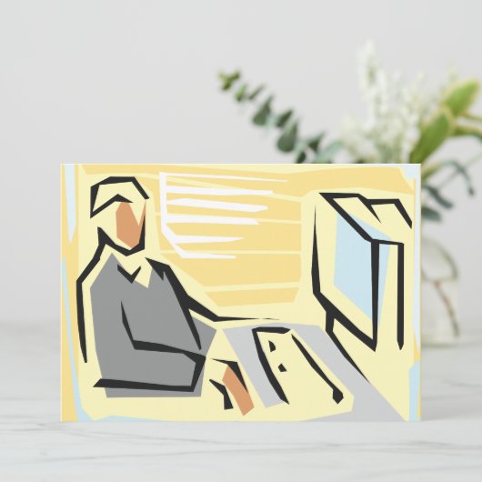 Werken op een computer Uitnodigingen (Staand voorkant)