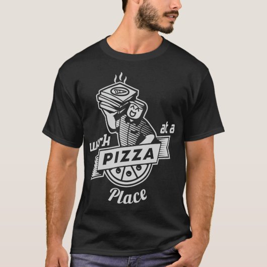 Werken op een plaats Pizza T-shirt (Voorkant)