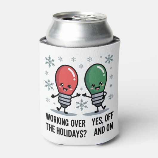 Werken over de Feestdagen Kerst Grappige grap Blikjeskoeler (Blikje Voorkant)