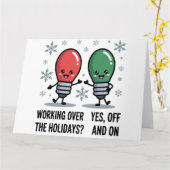 Werken over de Feestdagen Kerst Grappige grap Kaart (Gele Bloem)