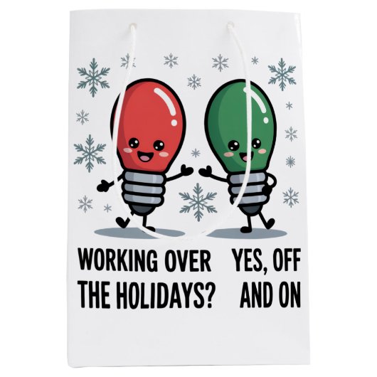 Werken over de Feestdagen Kerst Grappige grap Medium Cadeauzakje (Voorkant)