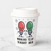 Werken over de Feestdagen Kerst Grappige grap Papieren Bekers (Voorkant)