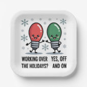 Werken over de Feestdagen Kerst Grappige grap Papieren Bordje (Voorkant)