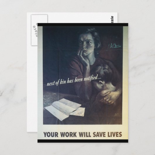 Werken redt levens in de Tweede Wereldoorlog Briefkaart (Voorkant / Achterkant)