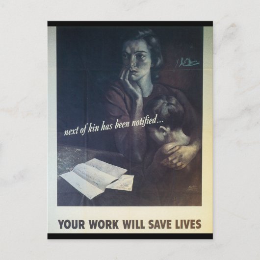 Werken redt levens in de Tweede Wereldoorlog Briefkaart (Voorkant)