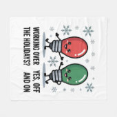 Werken tijdens de feestdagen Kerst grap Fleece Deken (Voorkant (Horizontaal))