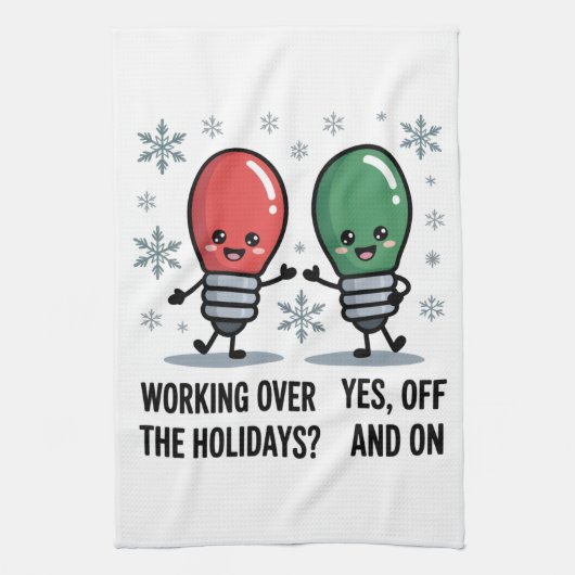 Werken tijdens de feestdagen Kerst grap Theedoek (Verticaal)
