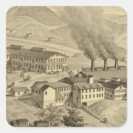 Werken van Central Glass Company in West Virginia Vierkante Sticker (Voorkant)