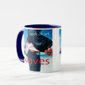 Werken van kunst/blauwe Mok (Voorkant links)