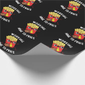 Werken van negen tot frites Fun Fries Pun donkere Cadeaupapier (Hoek)
