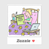 Werken vanaf thuis. Meisje aan het werk van haar b Sticker (Vel)