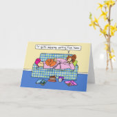 Werken vanuit huis Covid 19 Zelfisolatie Cartoon Kaart (Gele Bloem)