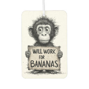 Werken voor Bananen - Humoristische Apen Schets Luchtverfrisser