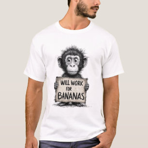 Werken voor Bananen - Humoristische Apen Schets T-shirt